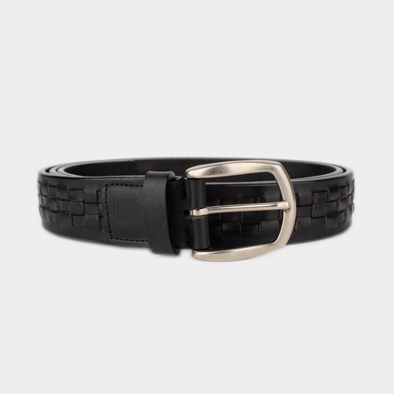 Vachetta leather belt with decorative leather pattern