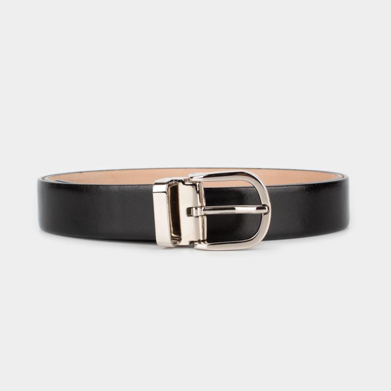 Formal vachetta leather belt with metal loop