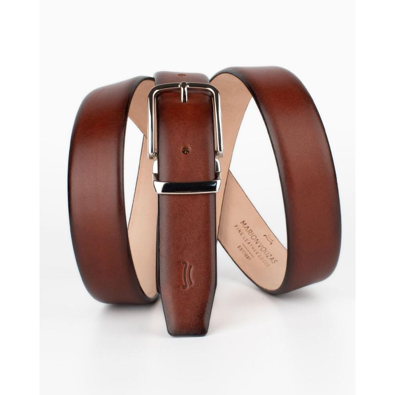 Formal vachetta leather belt with metal loop | Fine Leather  display picture 1
