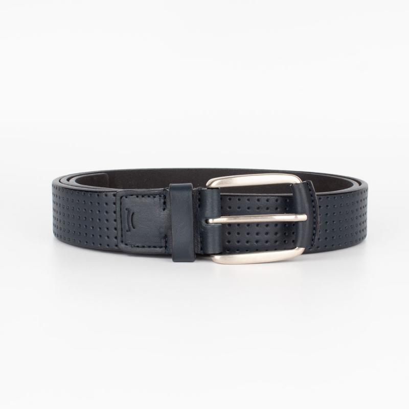 Sport vachetta leather belt with semi-covered buckle