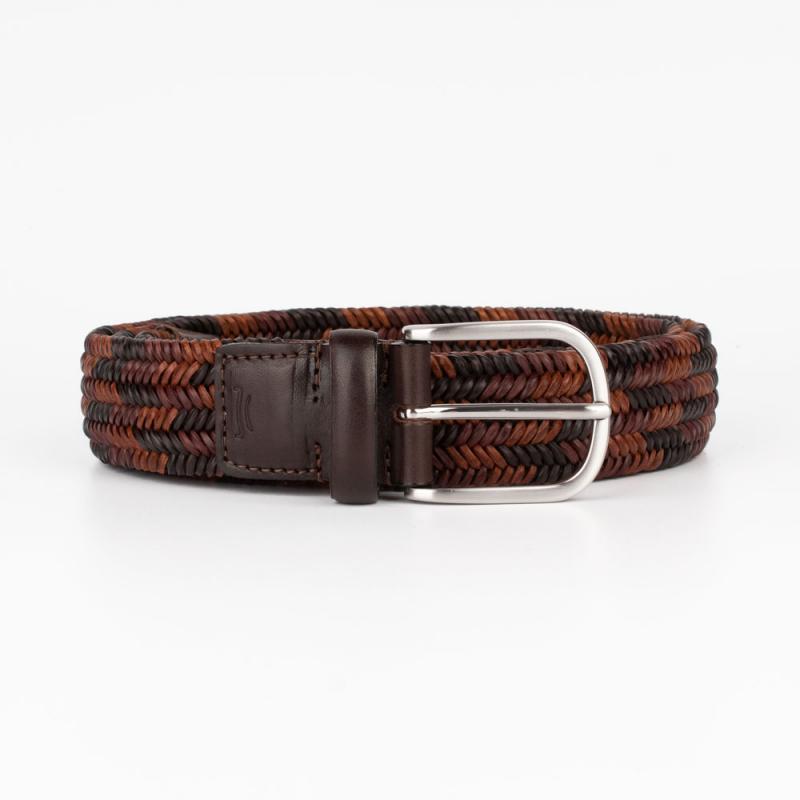 Tricolor leather woven belt