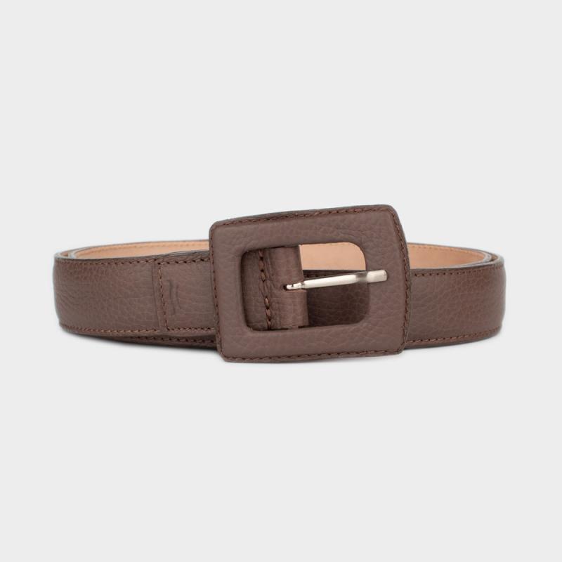 Basic leather belt with covered buckle