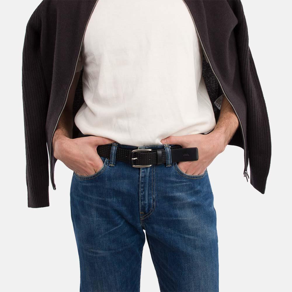 Sport vachetta leather belt with semi-covered buckle | Fine