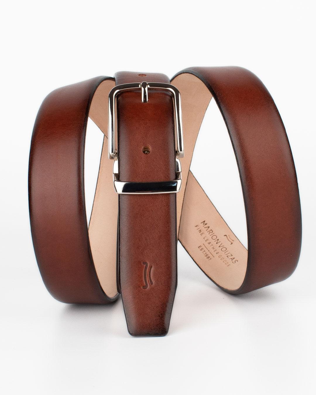 Formal vachetta leather belt with metal loop | Fine Leather Goods