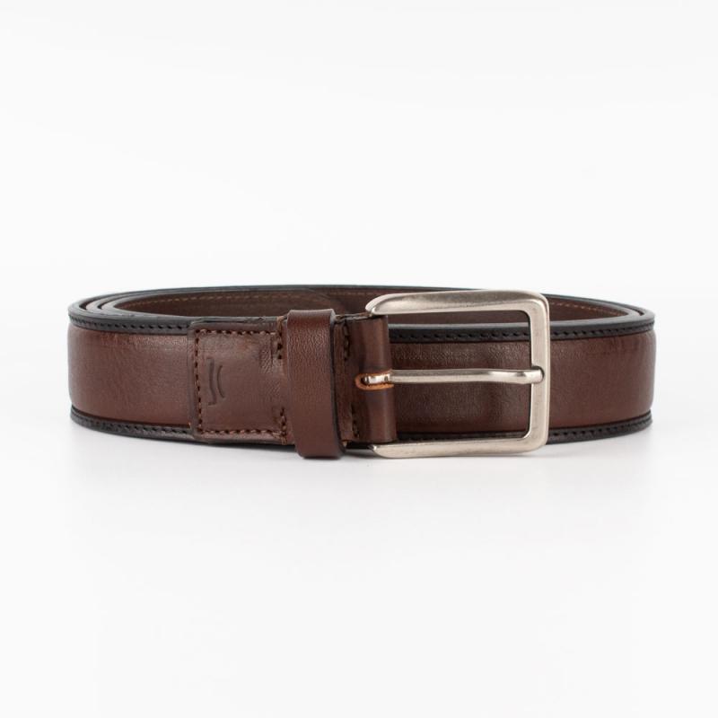 Bicolor vachetta leather belt