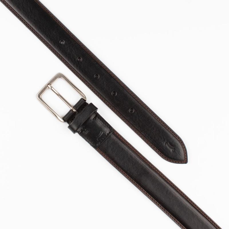 Bicolor vachetta leather belt