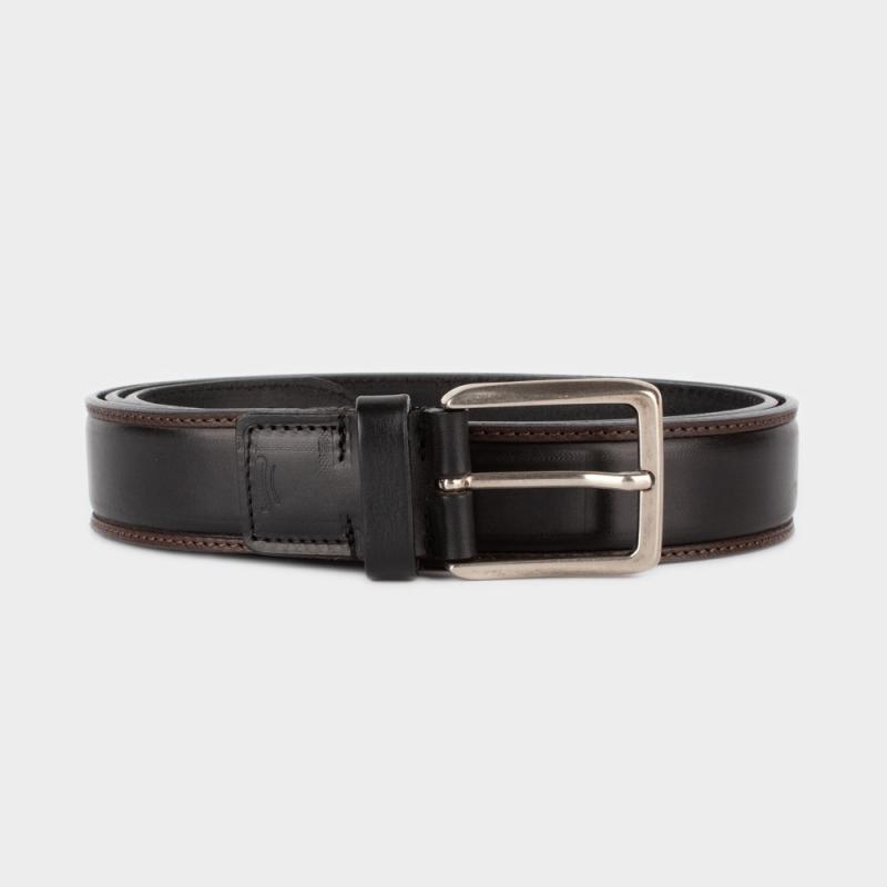 Bicolor vachetta leather belt