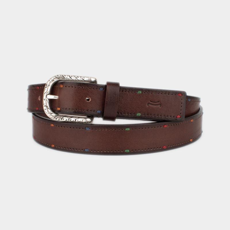 Δερμάτινη ζώνη Vachetta με μικροκεντήματα, 3,0εκ