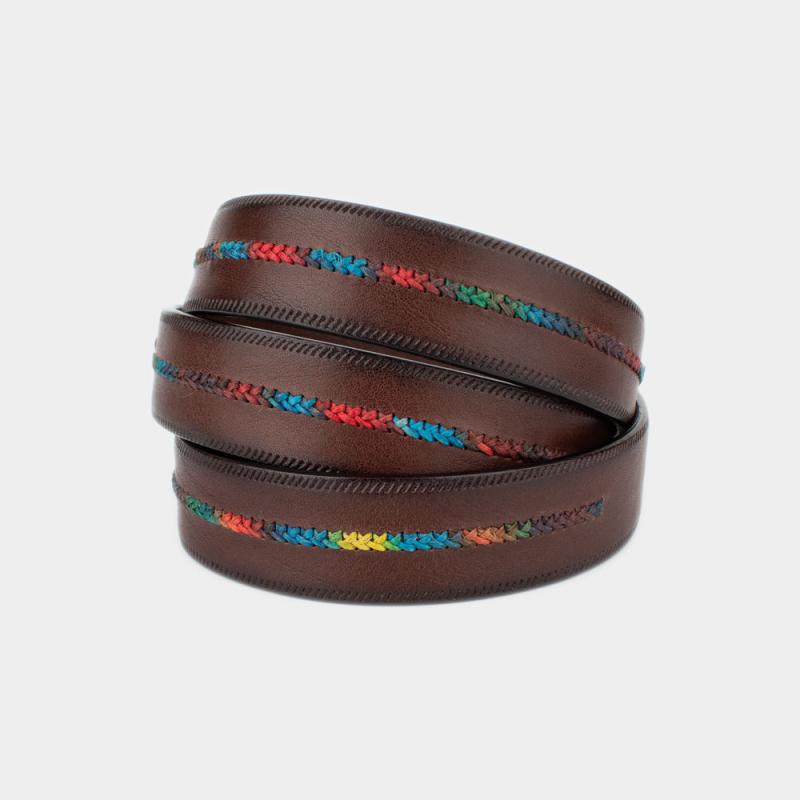 Ζώνη από δέρμα vachetta με κεντημένη λεπτομέρεια 