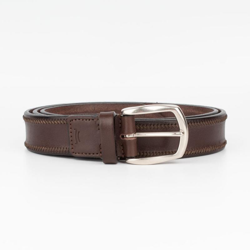  Leather belt with perimeter embroidery