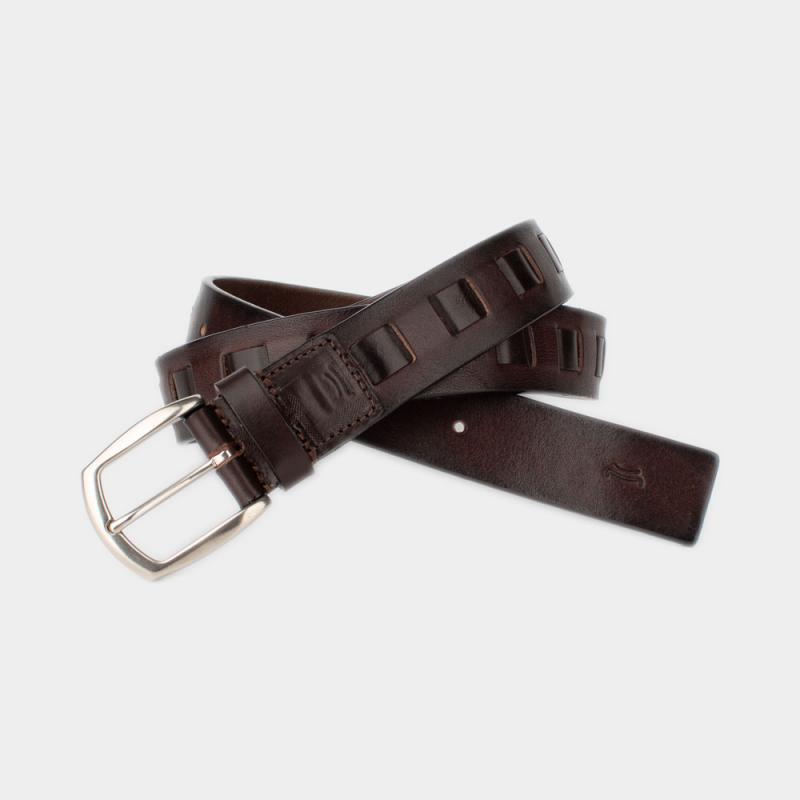 Ζώνη από δέρμα Vachetta με διακοσμητικό μοτίβο από δέρμα