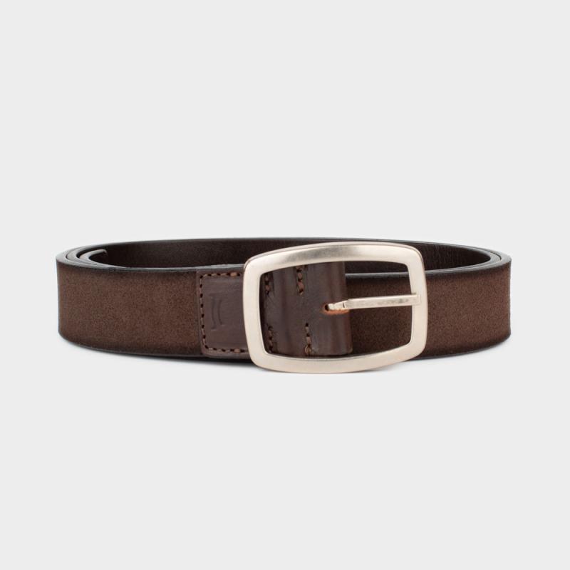 Reversible suede vachetta leather belt