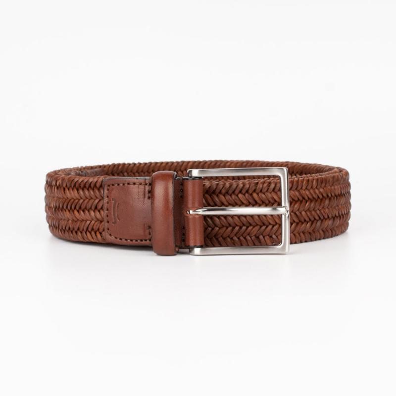 Leather woven belt