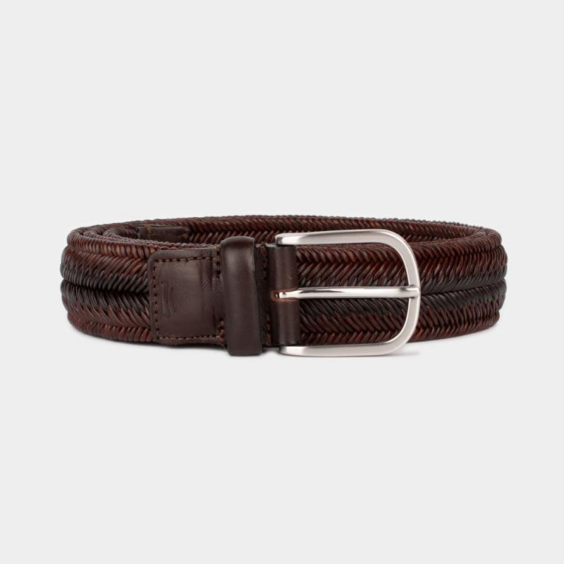 Leather woven belt